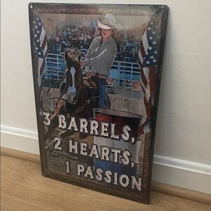 Cowgirl Barrel Racing Metal Sign